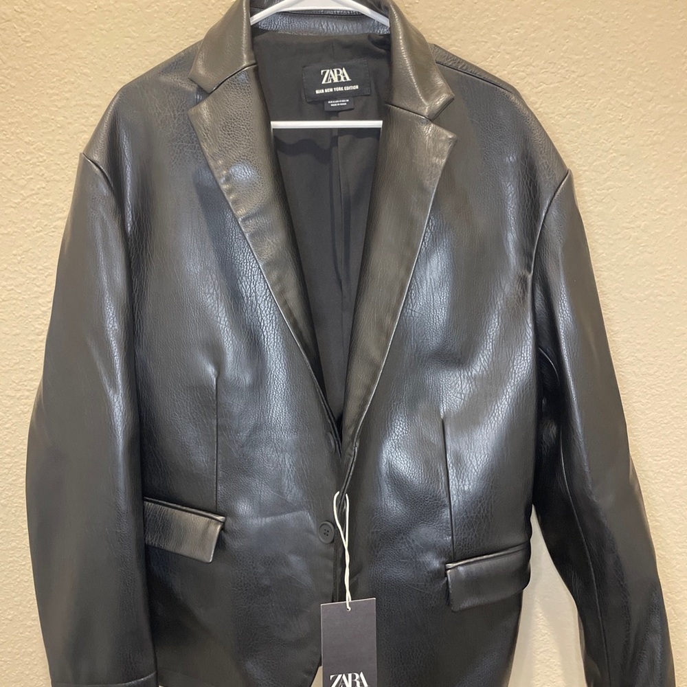 Zara Black Lightweight Faux Leather Jacket
